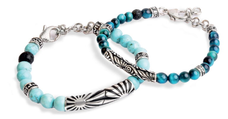 Gioielli indiani nativi americani, bracciali Navajo Zuni Hopi, polsini con perline fatte a mano, perline fantasma, gioielli del sud-ovest fatti a mano - Italia